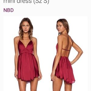 NBD Burgundy Backless Mini Dress